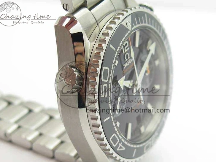 0511 Planet Ocean Master Chrono SS OM 1:1 Best Edition Black Dial On SS Bracelet A9900 V Fashionable 8113